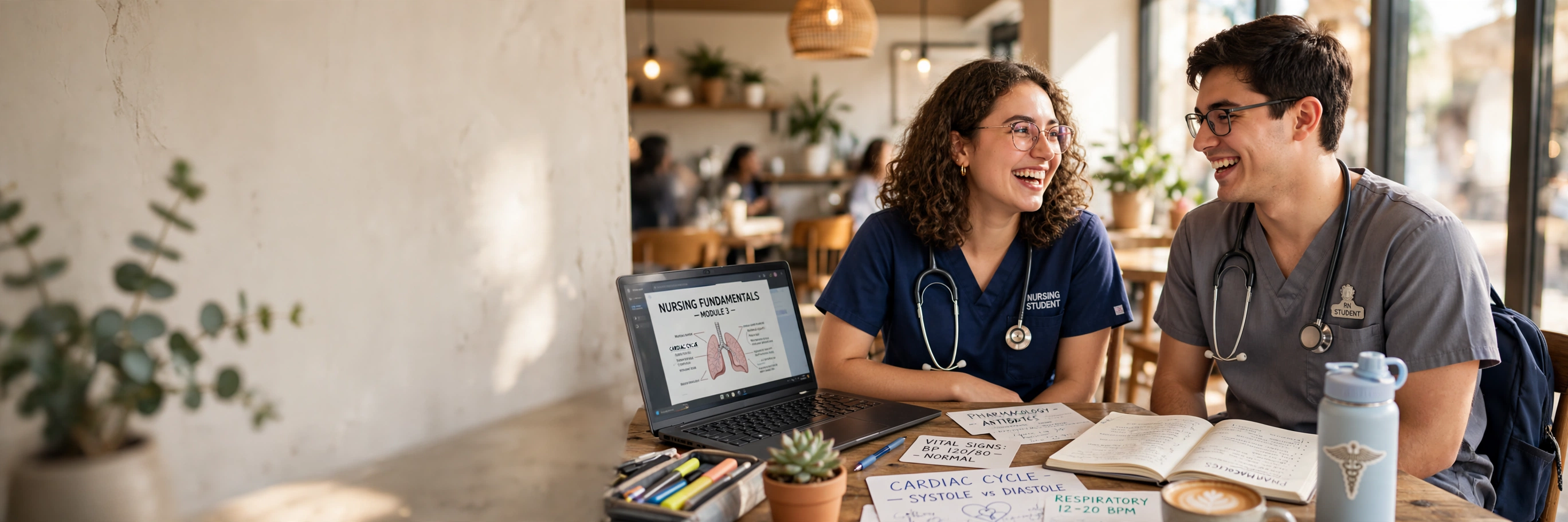 Nursing students studying together